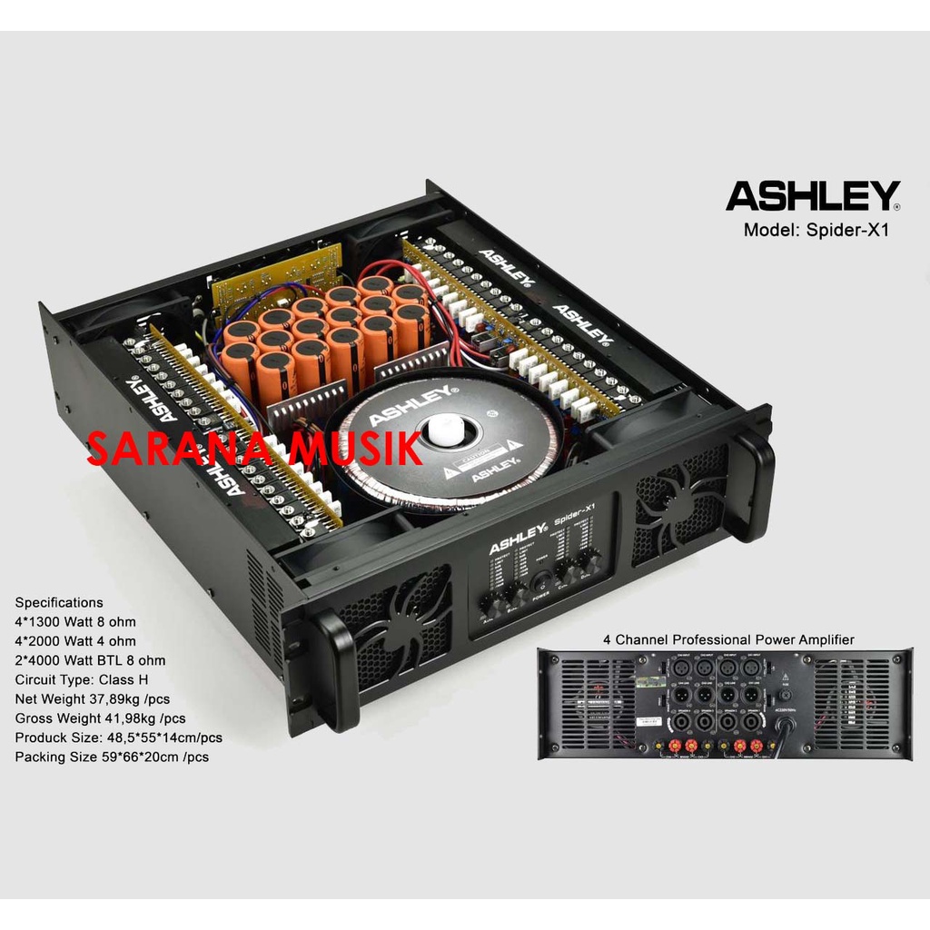 Ampifier Power Ashley Spider X1 4 Channel 1300 Watt Original