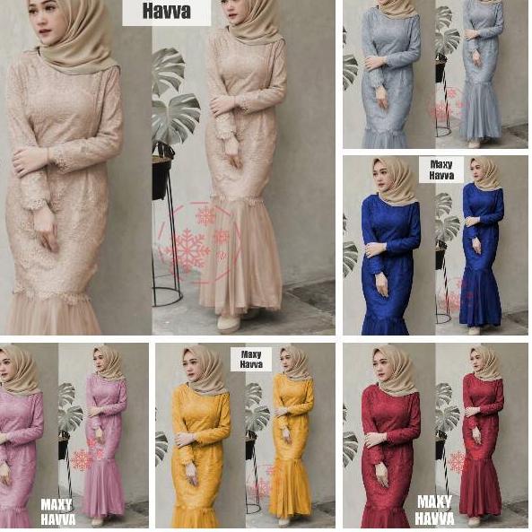 ♪ MAXY HAVVA JUMBO/ GAMIS BRUKAT TILE/ Gamis lebaran /maxy duyung mermaid brukat MAXY HAJUKU GAMIS B