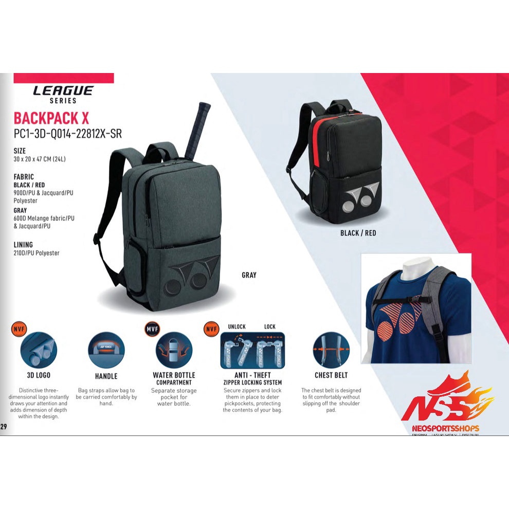 Tas Ransel Raket Badminton Tenis Yonex 22812X Pro Backpack Original