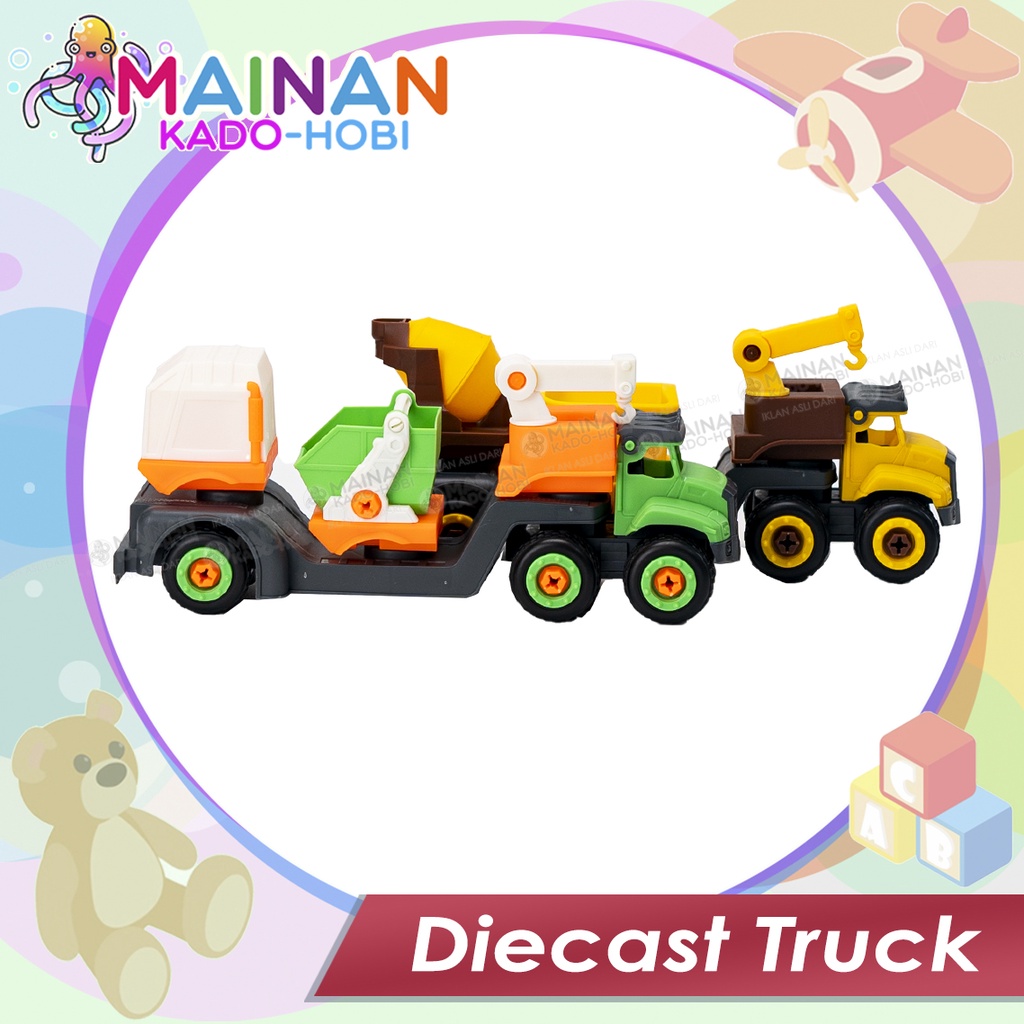 MAINAN ANAK LAKI DIECAST MINIATUR TRUCK SEMEN KONSTRUKSI EXCAVATOR