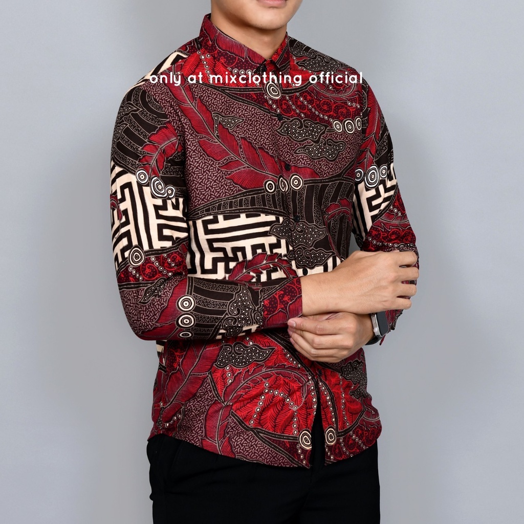 Baju Batik Pria Slimfit Kemeja Lengan Panjang Hem Slim Fit LBL 1984