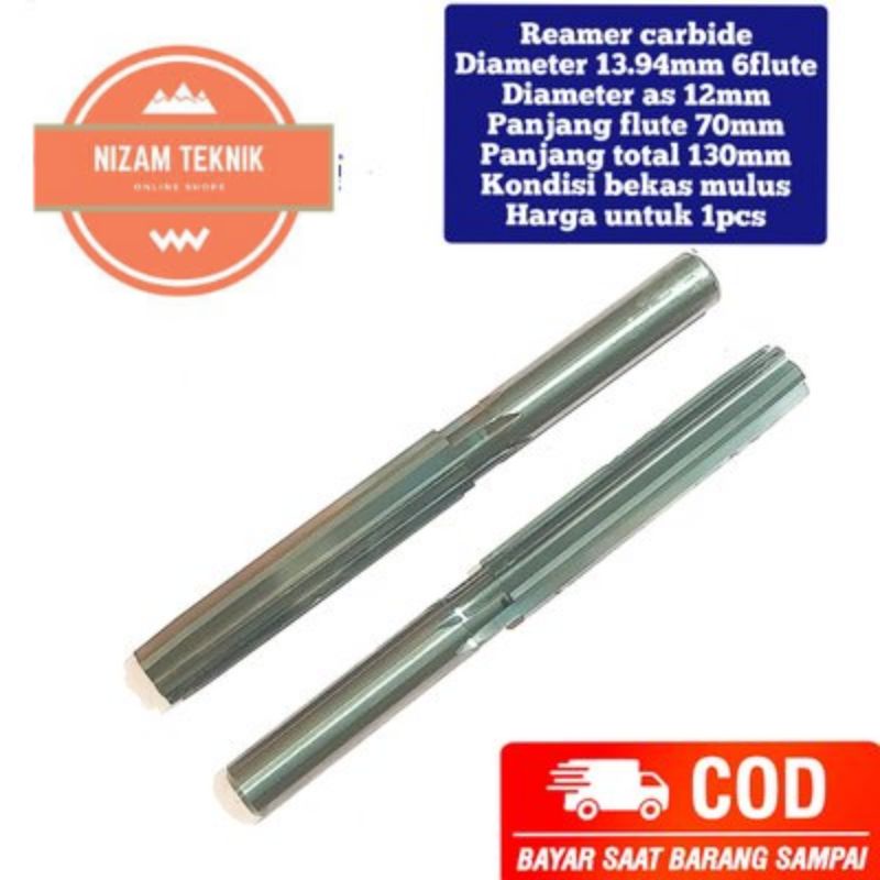 reamer lemer carbide 13.94mm bukan reamer hss bor nachi
