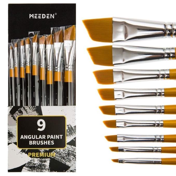 

Kuas Lukis Meeden Angular Paint Brush Set 9 Synthetic Long Handle