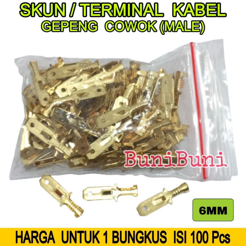 SKUN Terminal Kabel GEPENG &amp; BULAT Tipe CEWEK FEMALE &amp; COWOK MALE - ISI 100 Pcs