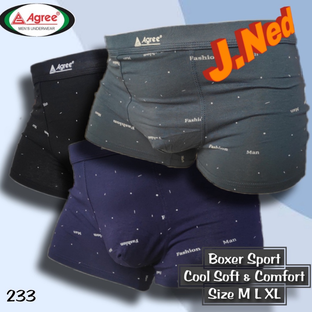 J233T CELANA DALAM BOXER PRIA AGREE SIZE M - XL HARGA 3 PCS