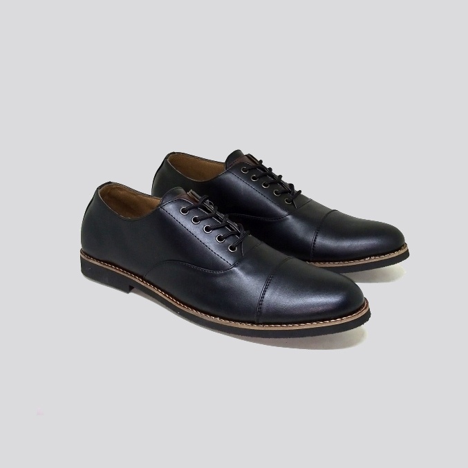 RAFAEL OXFORD BIG SIZE | Sepatu Pria Full Black Ukuran Besar Strap Pantofel Meeting