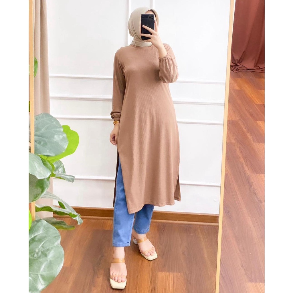 ZIDNE TUNIK KNIT WANITA MUSLIMAH BAHAN KNIT MANGO PREMIUM