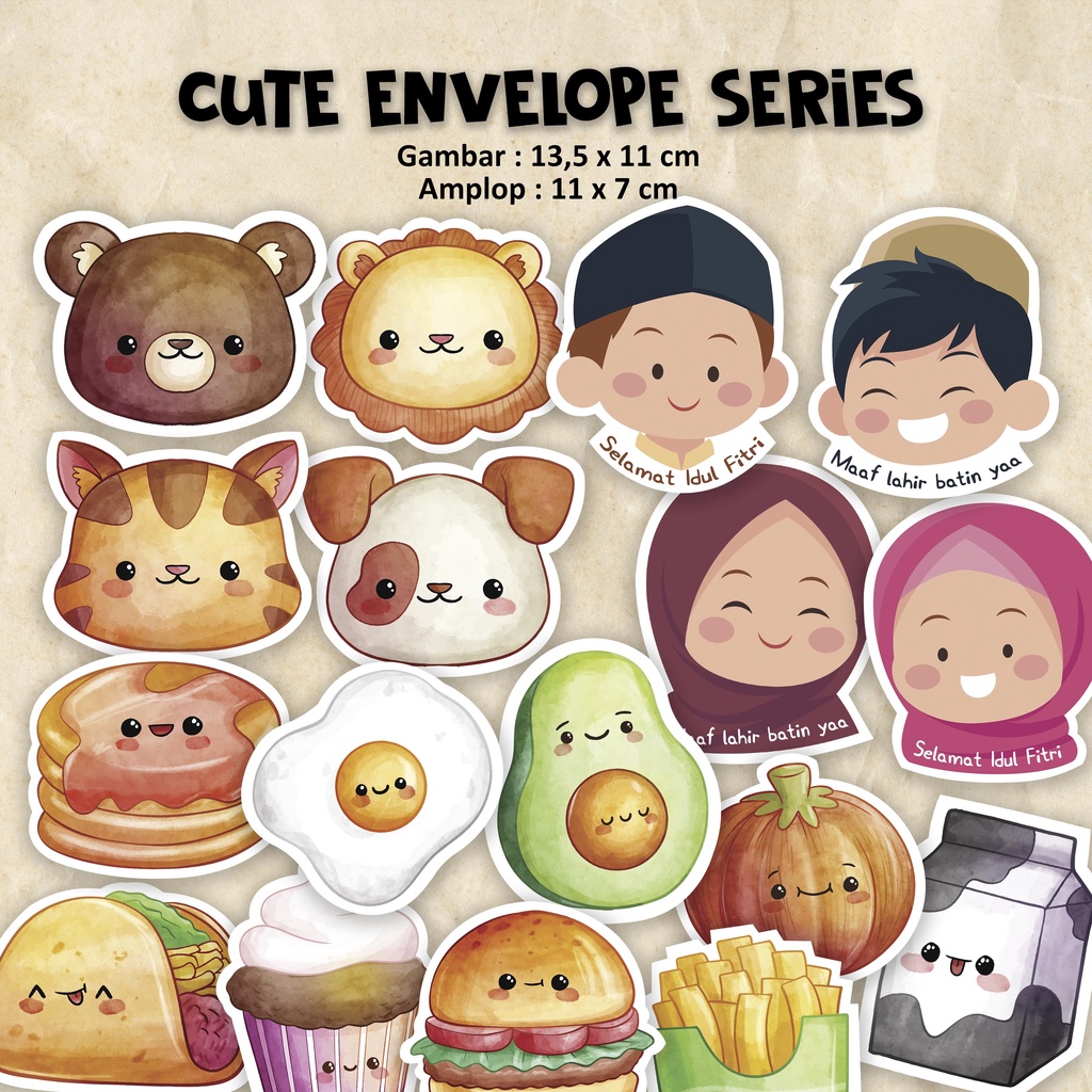 

Amplop Lebaran Lucu 2D - Motif Kids/Food/Fauna (10 pcs)