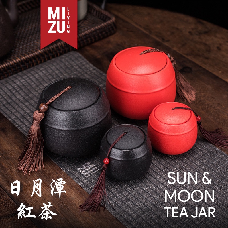 MIZU SUN MOON LAKE Tea Leaves Storage Jar Airtight Toples Penyimpan Daun Teh Keramik Lead-Free