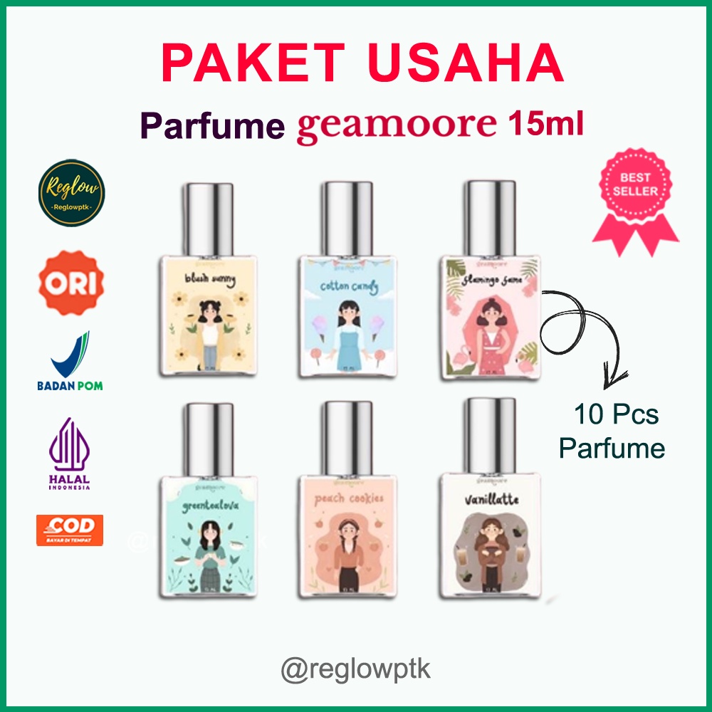 Geamoore Paket Usaha Parfum Geamoore 15ml 10pcs Mix Variant grosir geamoore addicted series promo mu
