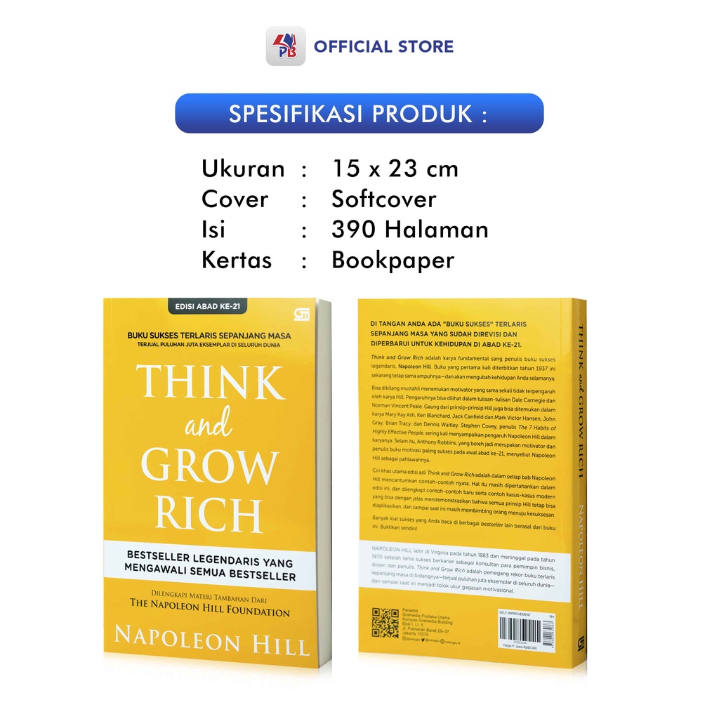 Buku Novel Self Improvement / Think and Grow Rich - Napoleon Hill