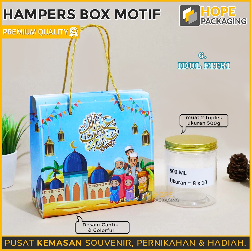 Sale Murah Hampers Gift Box Paper Lebaran / idul fitri Bungkus Kacang Buah Kue mubarak Kranjang Cola box motif idul fitri