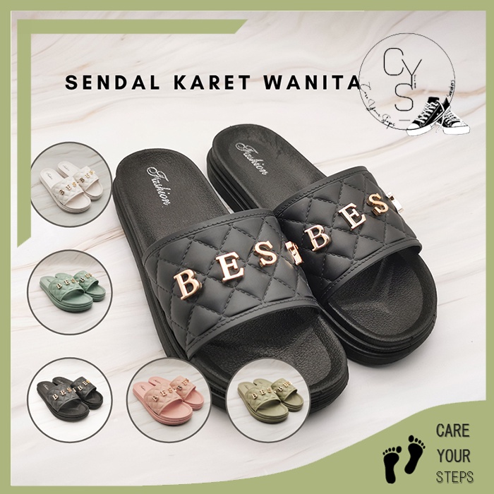 CYS COD Sandal Wanita Slip On Simpel Sandal Wanita Kekinian Terbaru Sandal Cewek Import Sandal Wanita Karet SPT-51