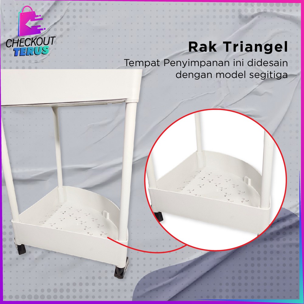 CT C824 Rak Dapur Serbaguna Triangle 4 Tingkat Rak Kamar Mandi Sudut Susun Penyimpanan Anti Air Dengan Roda