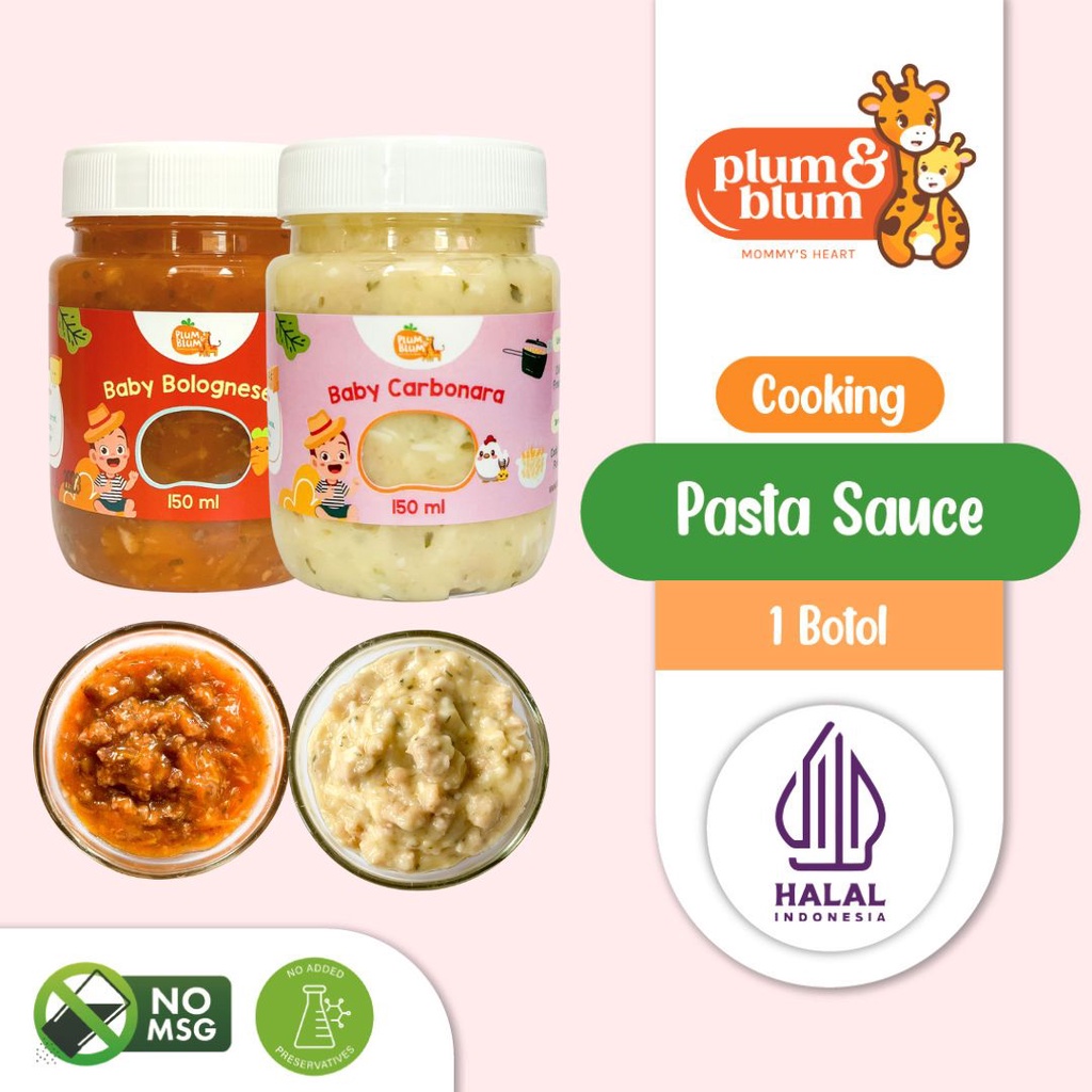 Plum &amp; Blum Saus Pasta Mpasi Beef Bolognese Chicken Carbonara No MSG - 160 gram