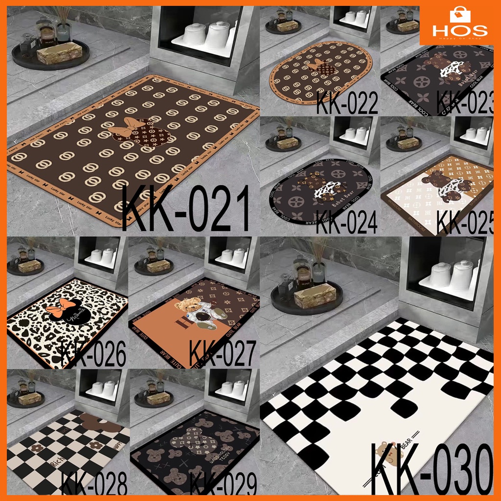 Keset Kaki Diatomite Anti Slip OVAL/PERSEGI Motif Terbaru KODE KK Ukuran 40x60CM  I Happyonshop