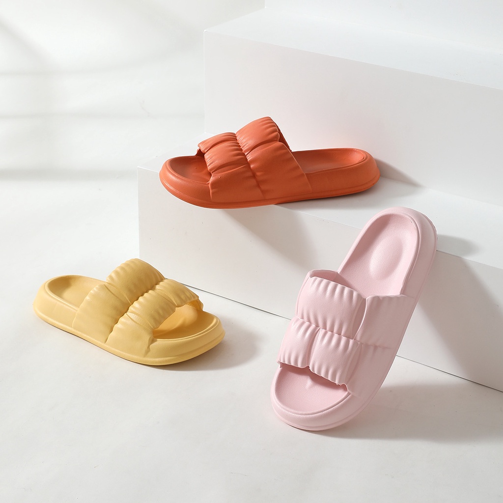 Slipper Home Ladies Non -Slip dan Wear -Fashion Tahan Warna murni Sandal kasual wanita kelopak menarik model baru