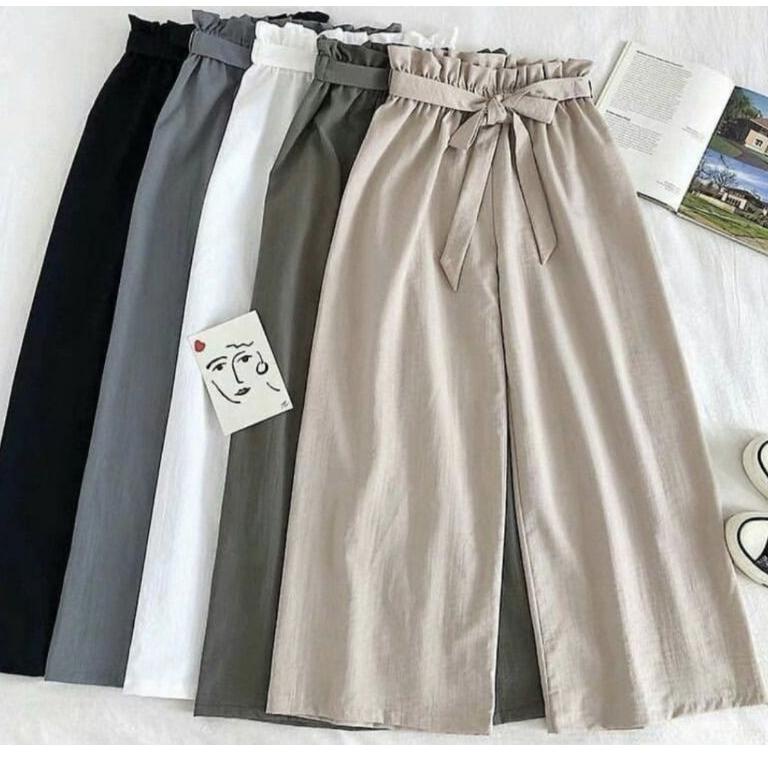MENARIK PROMO Kowama Palazo Pants HIGHWAIST KULOT KEKINIAN CELANA WANITA TERLARIS CELANA LINEN