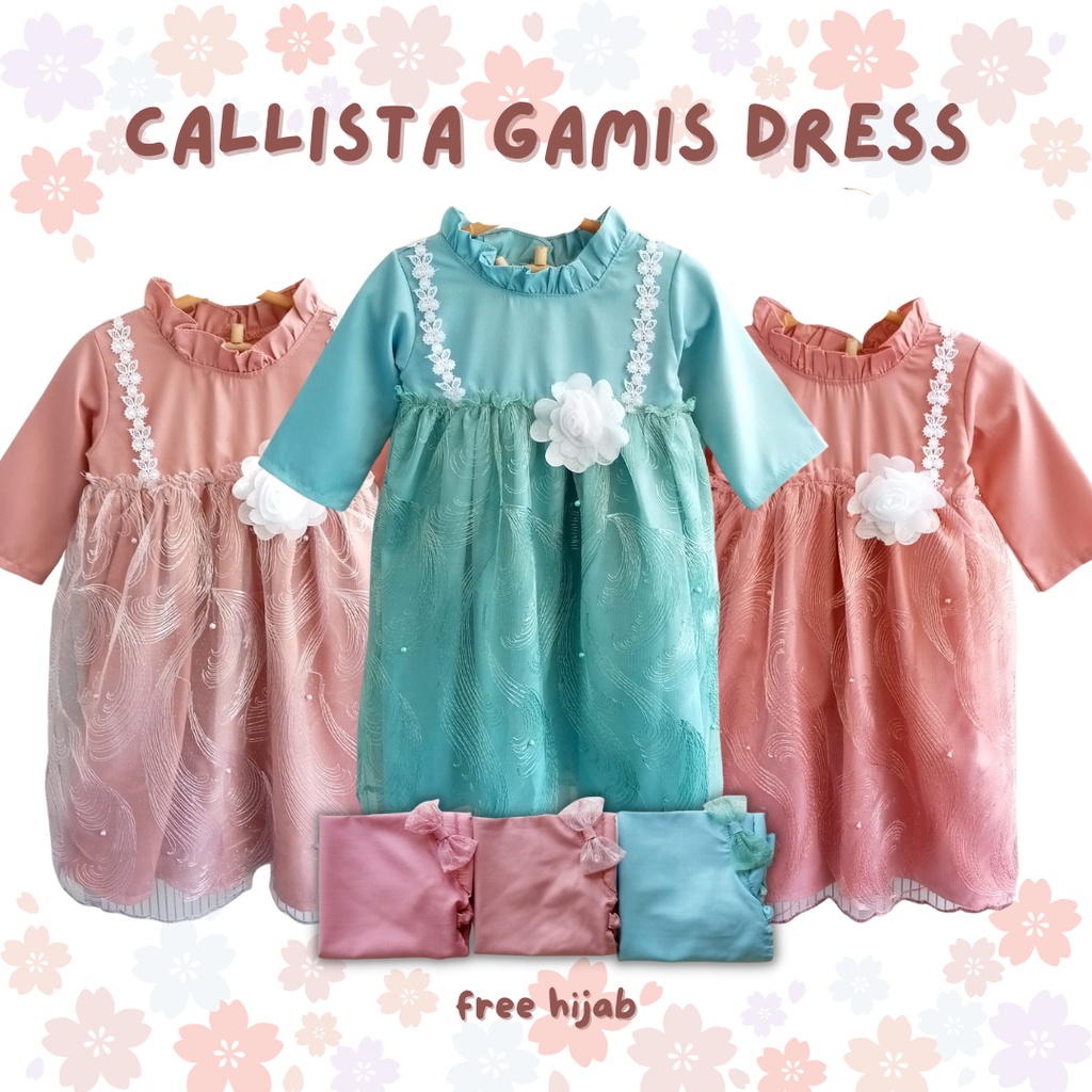 callista gamis dress baju gamis anak permpuan dress lengan panjang muslin anak balita 1 2 3 tahun