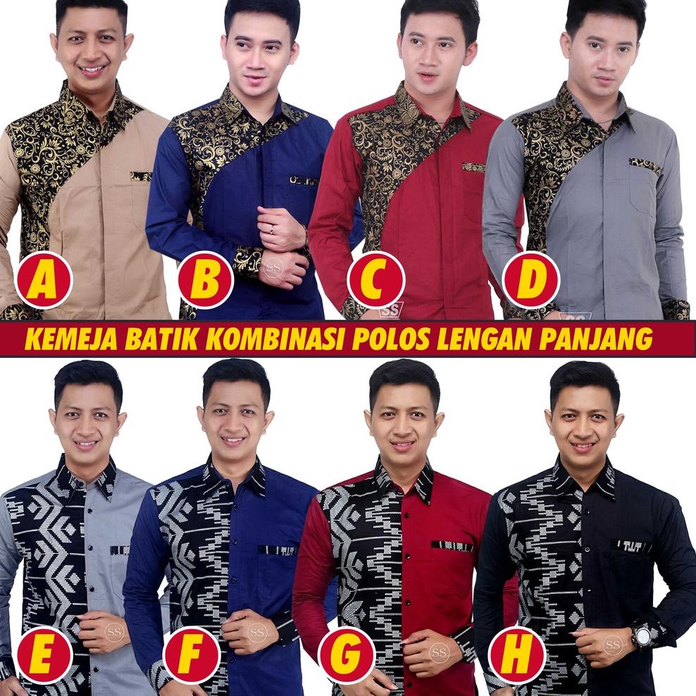 Langsung Order Baju Batik Pria Kombinasi Polos