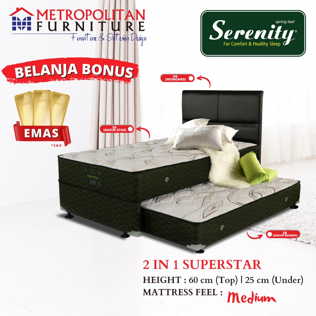 Kasur Springbed Elite Serenity Superior Superstar Spring bed 2in1 sorong