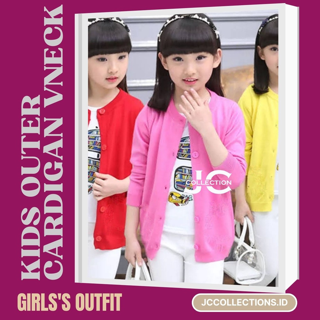 Kardigan Anak Perempuan Leher VNeck Wenny / Teens Cardigan Girl V-Neck - JCCollections