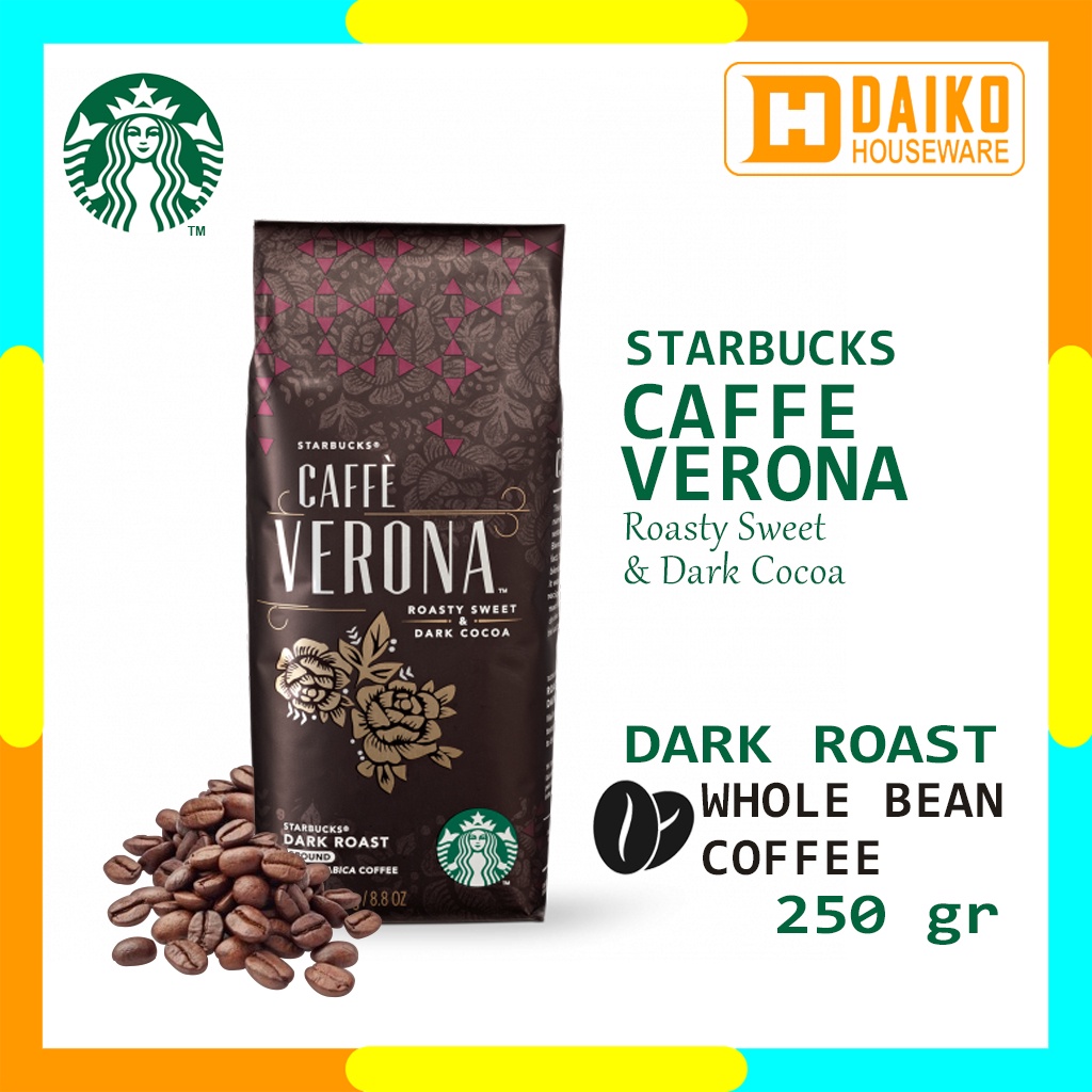 Kopi Starbucks Whole Bean Caffe Verona Dark Roast Coffee Sachet Bag 250g Kopi Biji Panggang