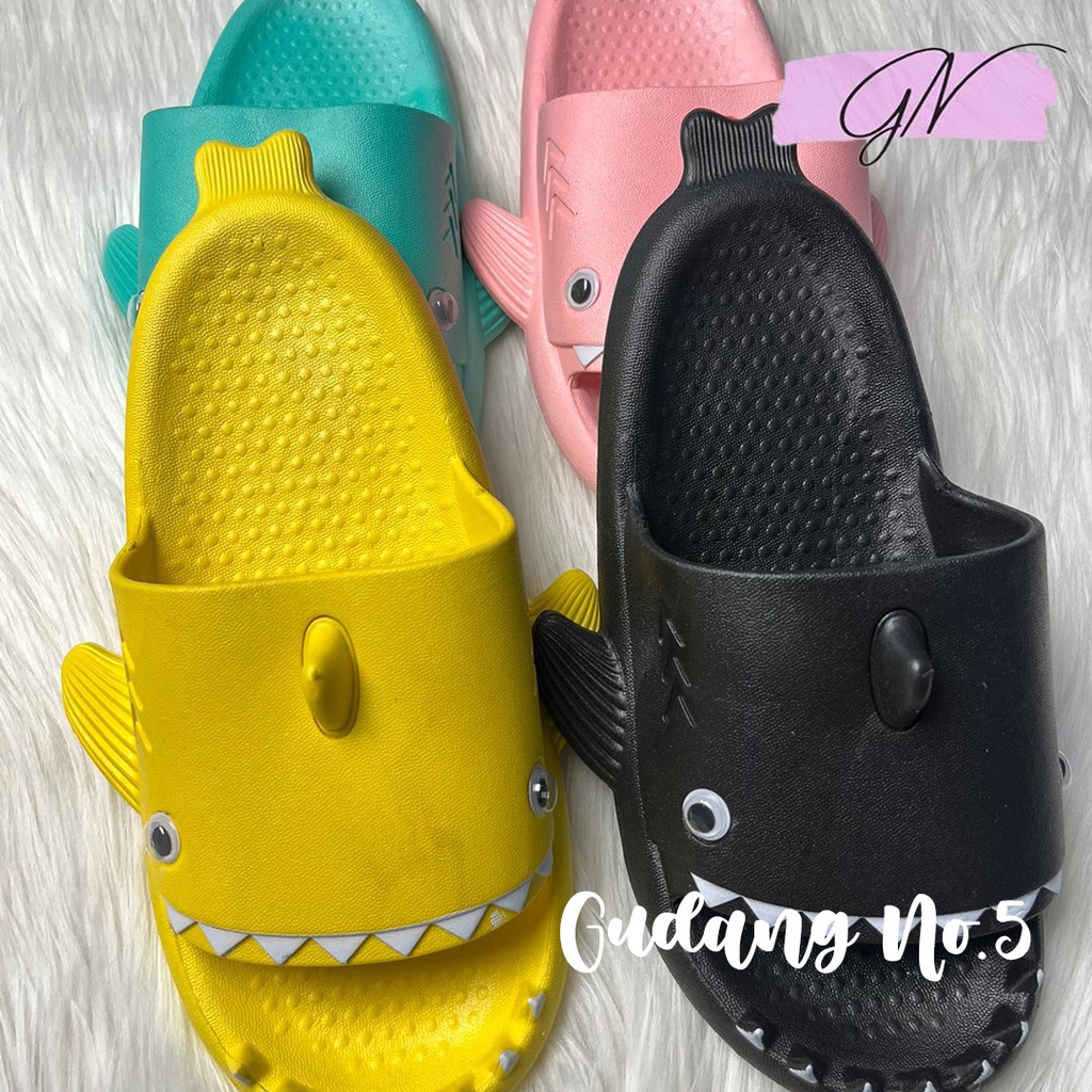 GN-999 Sandal Jelly Selop Model Hiu Terbaru Sandal Unik Lucu Import PCU