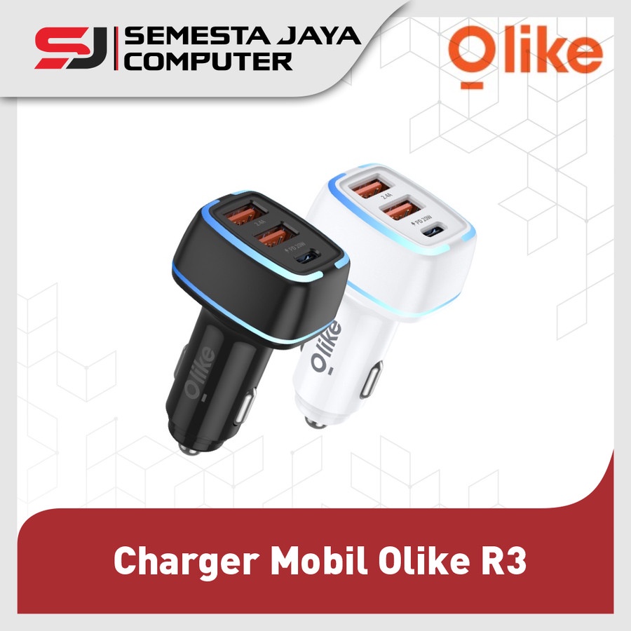 Charger Mobil Olike R3 Car Charger Powerful LED Light PD 20 watt