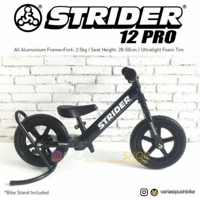 STRIDER 12 PRO Balance Bike Push Bike Sepeda Anak ORIGINAL 100% - BLACK PEARL SERIES
