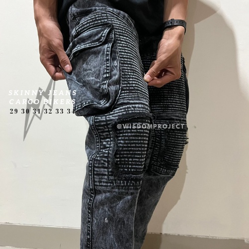 WISDOM | BLACK STONE | CELANA CARGO JEANS SKINNY BIKERS PRIA STRETCH | PREMIUM SOFTJEANS