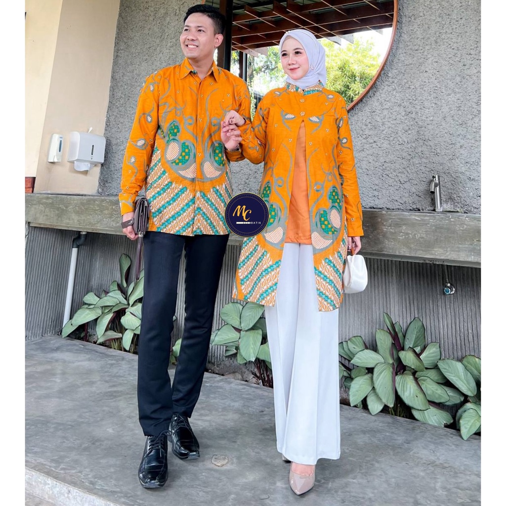 Batik Couple (MCbatik) - Batik Couple Tunik Kemeja Motif Soft Terbaru Bahan Katun Mix Moscrepe Ready Seragam Kantor M L XL XXL Jumbo