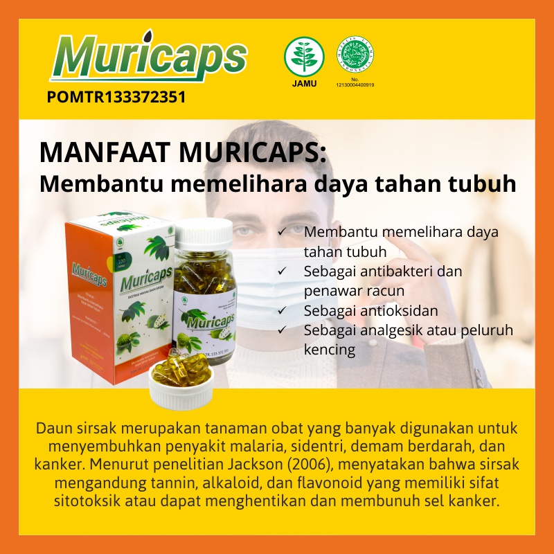 MURICAPS 100 Kapsul Ekstrak Minyak Daun Sirsak Imun Booster Obati Kolesterol Kanker Kista Diabetes - Naturafit BPOM