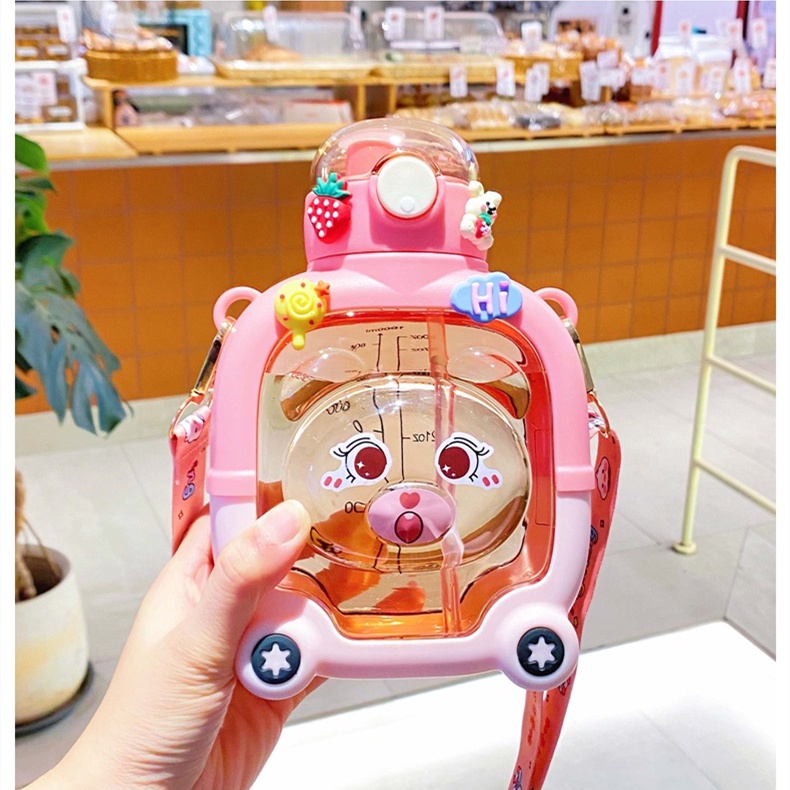 Botol Air Minum boneka viral warna pastel kapasitas 1000ML/1liter tumbler botol minum warna Bonus Sticker botol hits anak sekolah sedotan BPA Free