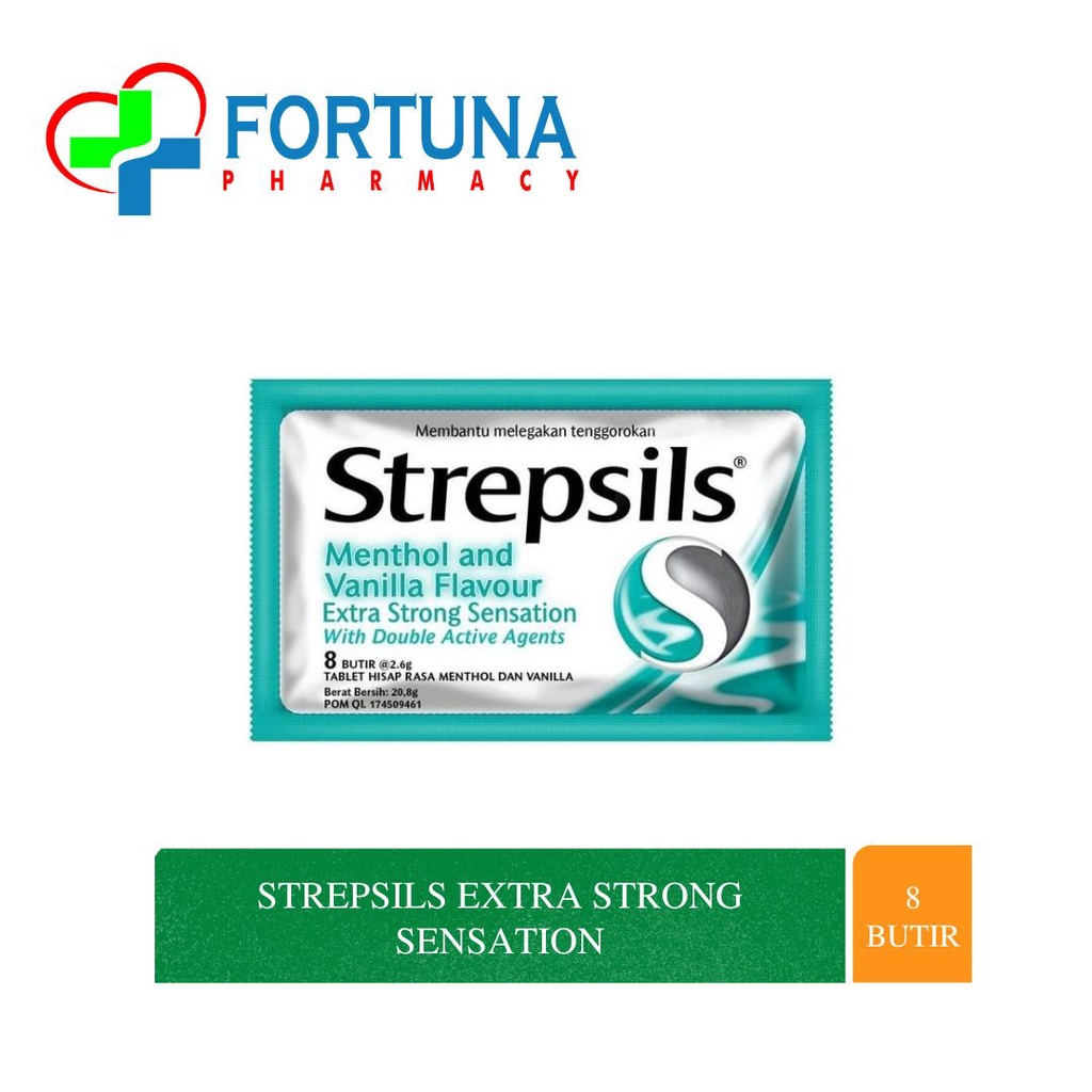 

STREPSIL EXTRA STRONG ISI 8 BUTIR PELEGA TENGGOROKAN