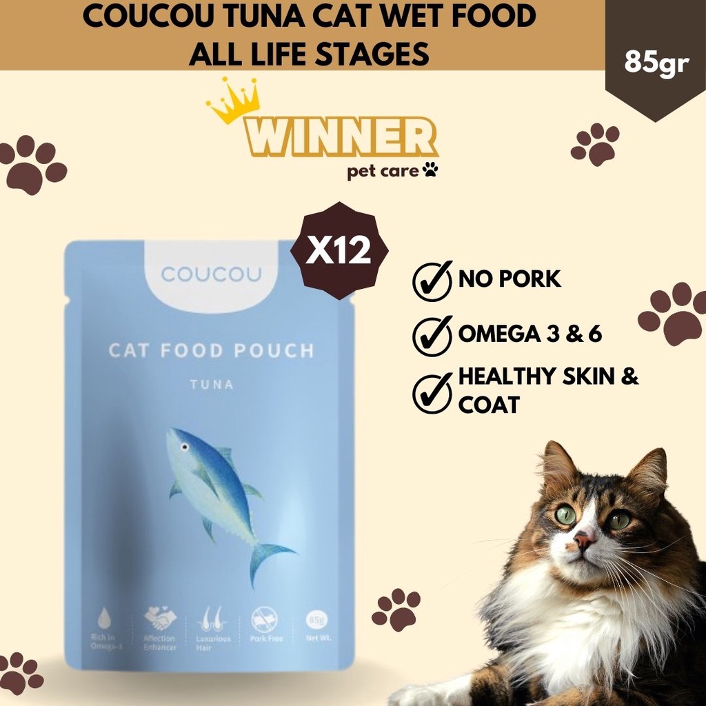 COUCOU Tuna Cat Wet Food Pouch 1 Box isi 12