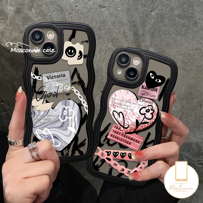 Fashion Comme des Garcons Case Realme C53 10 C55 C35 C12 C11 2021 C3 C15 C21Y 9i 5i C25 C25s C25Y C20 C20A C11 6i 5 5s C1 C2 Ins Graffiti Love Heart Flower Wavy Edge Soft Cover