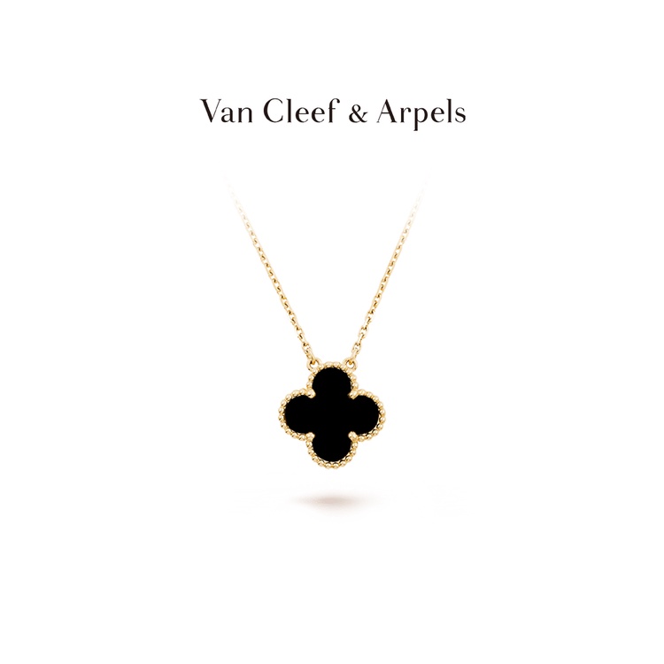 Van Cleef&Arpels Alhambra four-leaf lucky series yellow gold onyx necklace 18 K gold