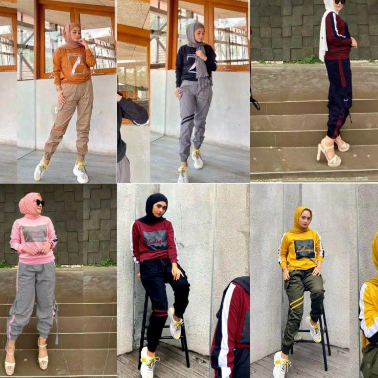 TREN TERBARU PREMIUM SET GISKA Z/ ZOLAQU/BB/SETELAN PREMIUM CELANA KATUN