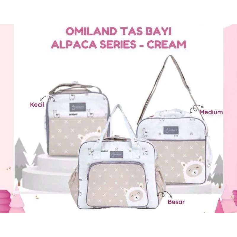 OMILAND Tas Perlengkapan Bayi Selempang Ukuran Kecil Medium Besar - Panda / Sloth / Alpaca / Rainbow Series