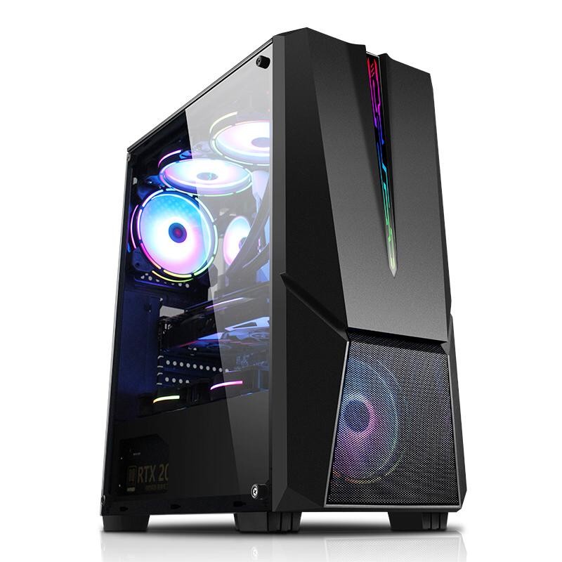 Power Up Casing Raptor 1821 Mid Tower With Led Strip 1 Fan Case RGB Tempered Glass