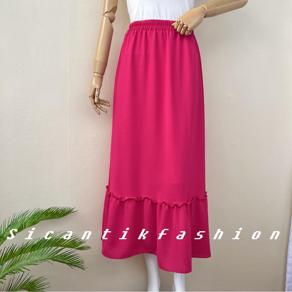 Rok Crinkle Airflow Premium / Rok Polos Korean Style / Skirt Panjang