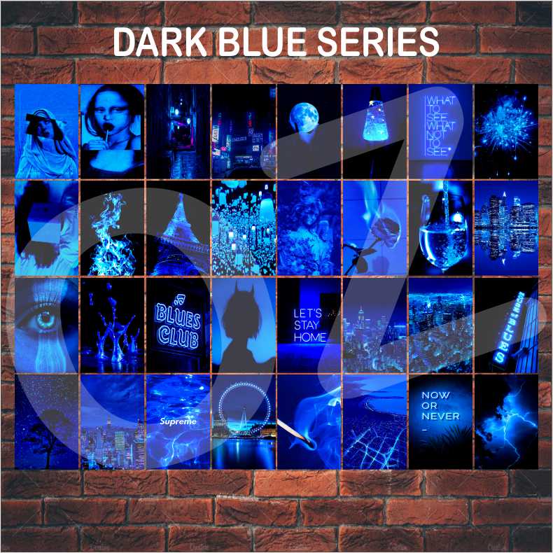 POSTER DARK BLUE / POSTER DINDING AESTHETIC / POSTER BIRU / MURAH ISI 32 LEMBAR / DESAIN WARNA BIRU 