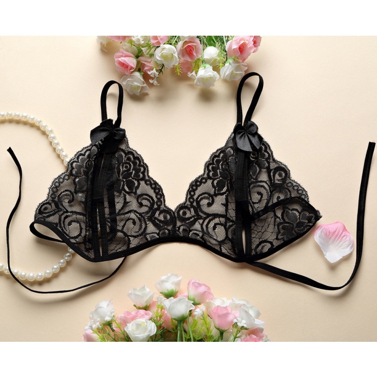 BV.ID BS001 Set BRA Lingerie Sexy Open Bust &amp; Celana Dalam Open Crotch Lace Transparant