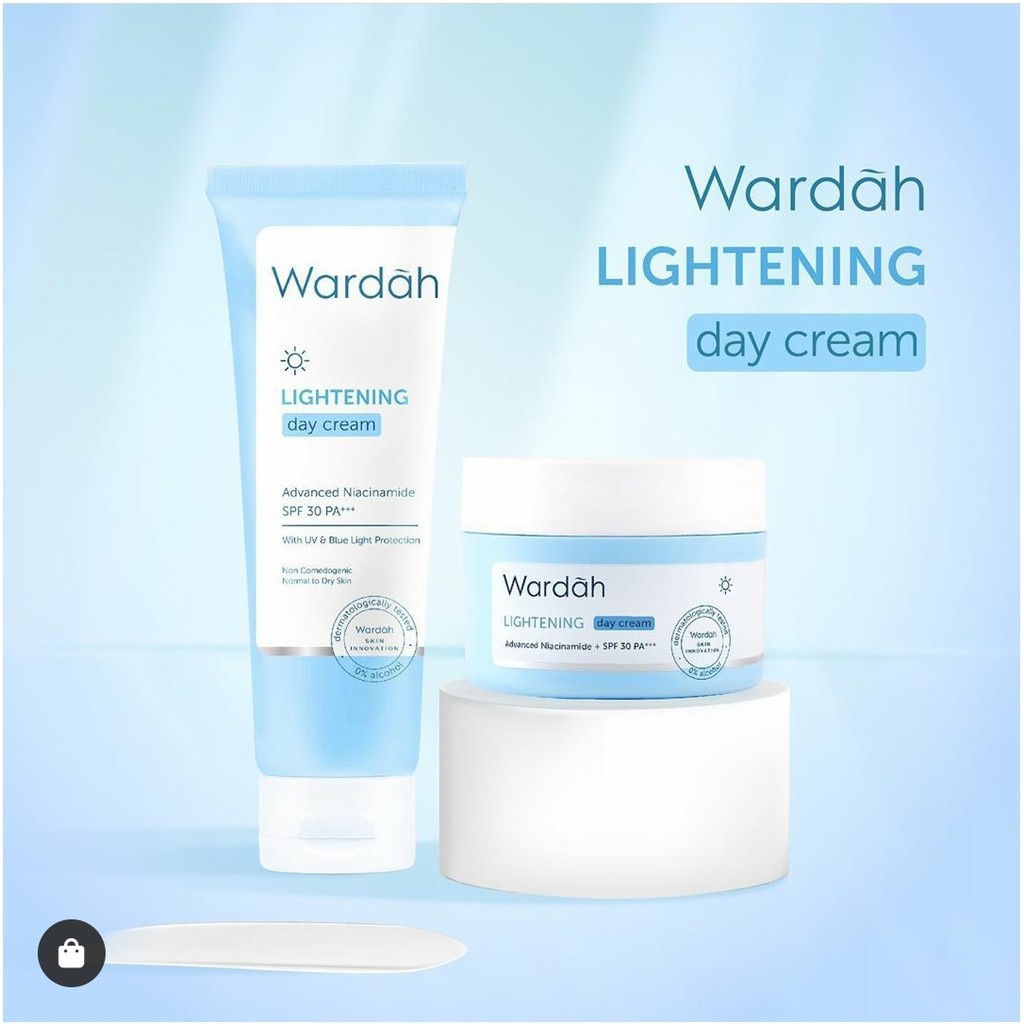Wardah Lightening Day Cream - Night Cream Pelembab Kulit Kering dengan SPF 30 PA+++ dan Advanced Nia