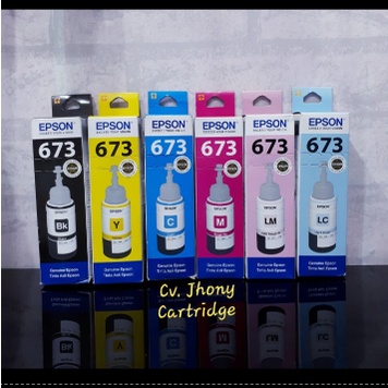 Tinta EPSON 673 Hitam Black Colour warna Cyan Magenta Yellow Original