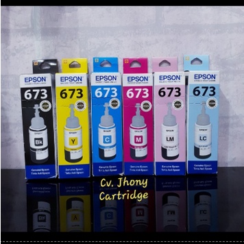 Tinta EPSON 673 Hitam Black Colour warna Cyan Magenta Yellow Original