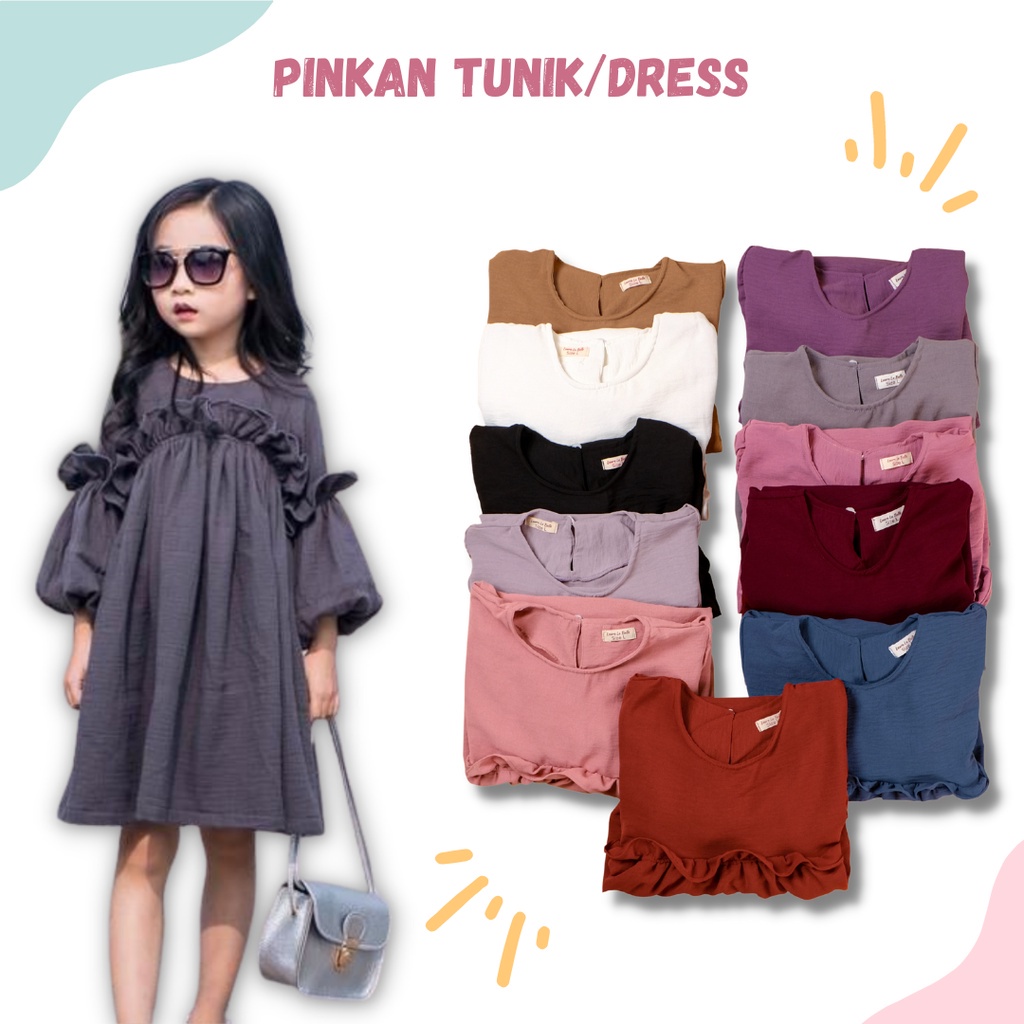Dress Anak / Tunik Anak Perempuan / Midi Dress Anak Pinkan 6-10 Tahun