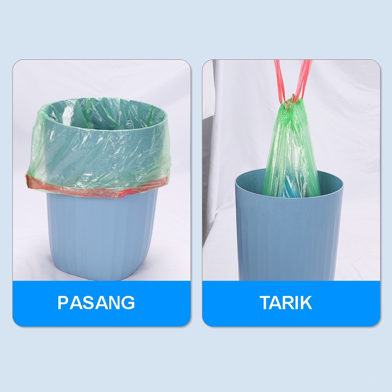 Bedola 5 roll kantong plastik sampah dengan tali trash bag