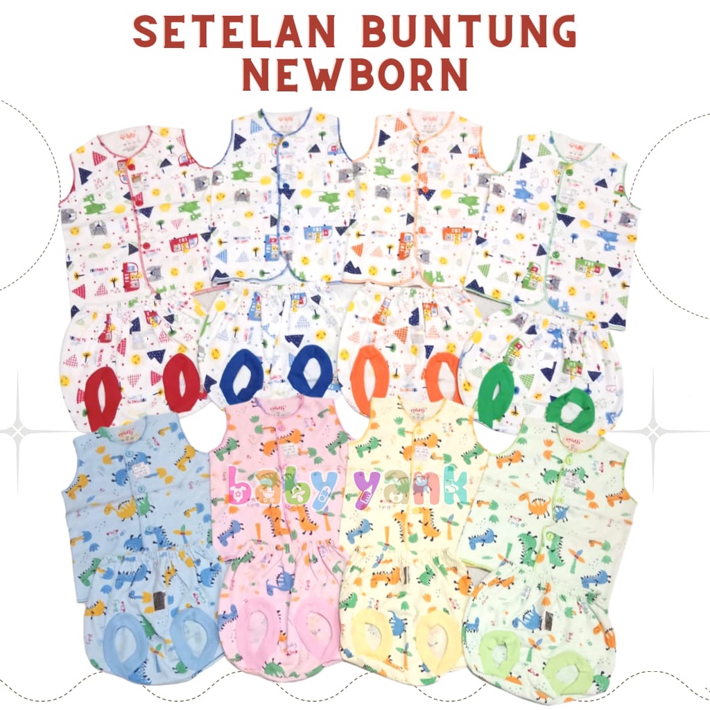 ♥BabyYank♥ 6Pcs/3Stel Baju Bayi Newborn 0 Sampai 3 Bulan Baju Buntung Celana Pop